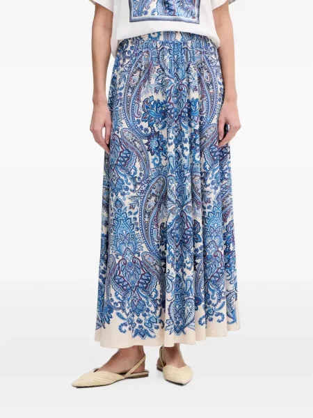 Fusta maxi Oui cu imagine cu model paisley albastru