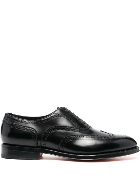 Oxford Santoni cu șireturi din piele negru