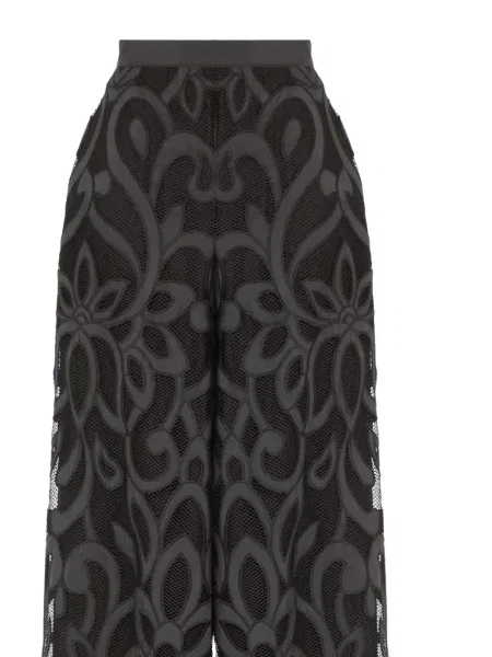 Pantaloni Temperley London cu model floral din dantelă negru