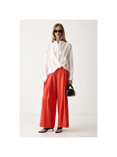 ViCOLO spodnie culottes lniane pomarańczowe