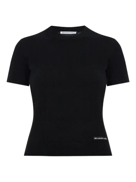 Tricou Alexander Wang cu decolteu rotund negru