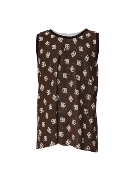 Top Dolce And Gabbana z logo brązowy