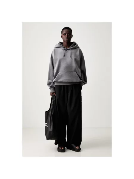 VC HOODIE bluza z kapturem welurowa szara