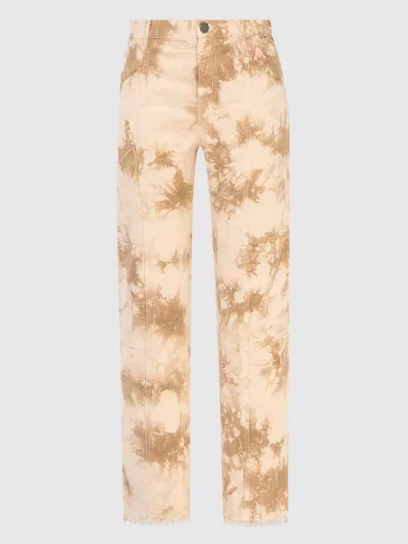 Укороченные брюки карго Twin-set с эффектом тай-дай бежевые