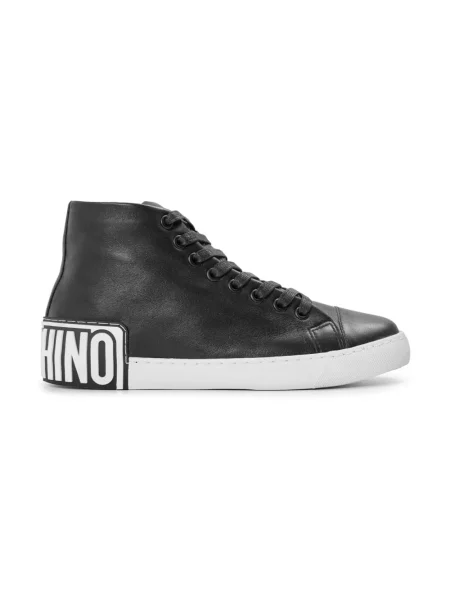 Sneakersy Moschino skórzane z logo czarne