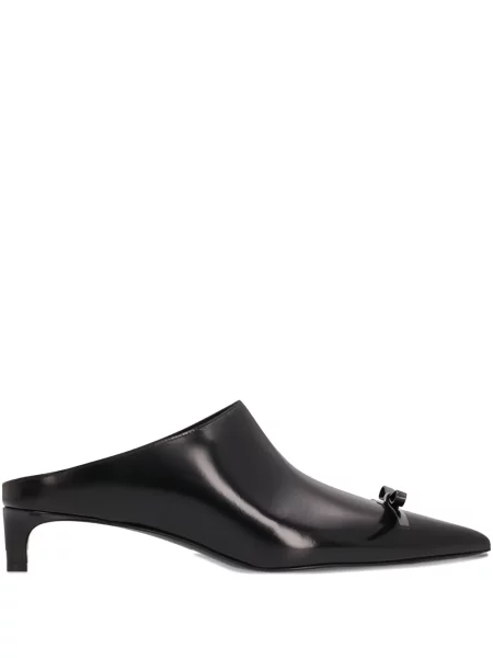 Papuci tip mules Jil Sander cu funde din piele negru