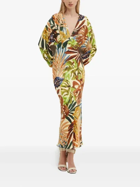Rochie Never Fully Dressed cu imagine cu decolteu în V de costum verde