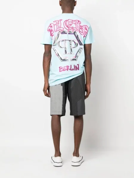 Тениска Philipp Plein с кръгло деколте синьо