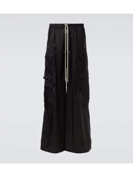 Keprové cargo kalhoty Rick Owens černé