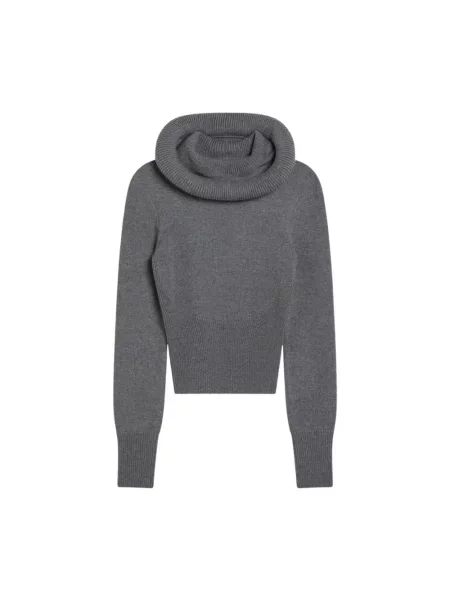 Sweter Alaïa wełniany z kapturem szary