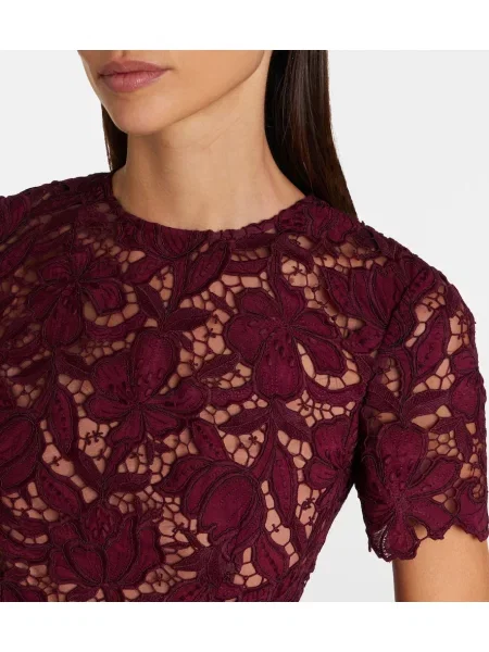 Cu centură rochie midi Self-portrait cu model floral din dantelă
