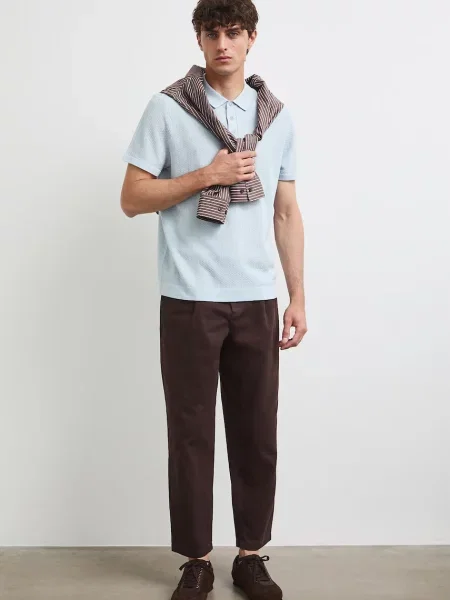 Medicine polo majica z dodatkom lanu modra