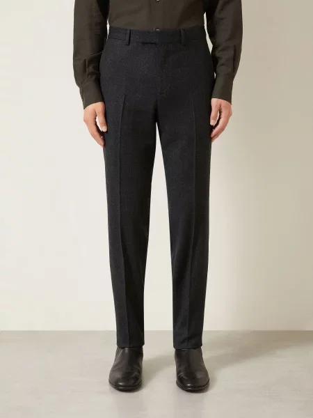 Zegna Flanelové Kalhoty Extra Slim Fit tmavě šedá