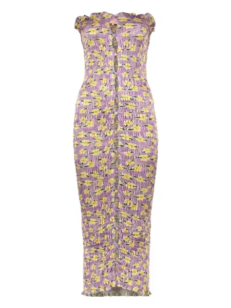 Rochie Amy Crookes cu model floral cu imagine de costum violet