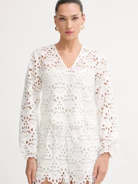 Twinset bluză pentru femei ajurată bej