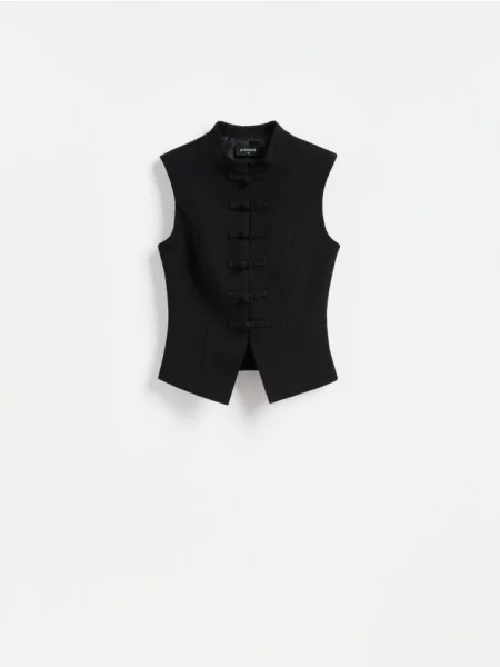 Reserved Vestă cu închidere decorativă negru