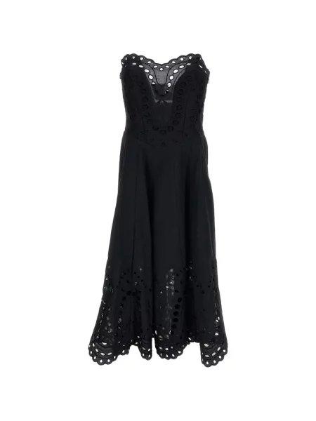 Rochie midi Charo Ruiz Ibiza cu broderie fără bretele negru