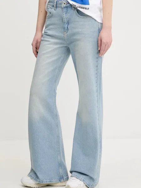 Дънки Karl Lagerfeld Jeans с висока талия синьо