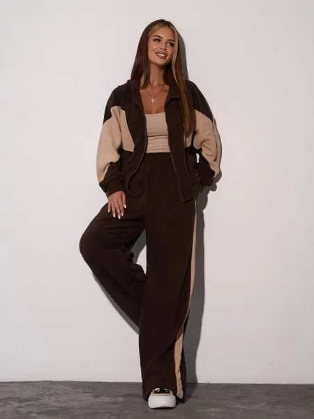 Спортивний костюм ISSA Plus темно-коричневий комбінований верх коричневий