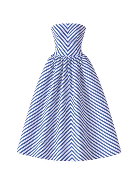 Rochie midi Self-portrait cu dungi până la genunchi de costum albastru