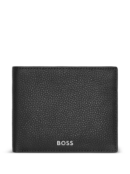Portofel Boss din piele cu imagine negru