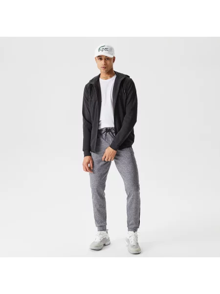 Lacoste Bluza Z Kapturem Ze Wzorem Slim Fit szara