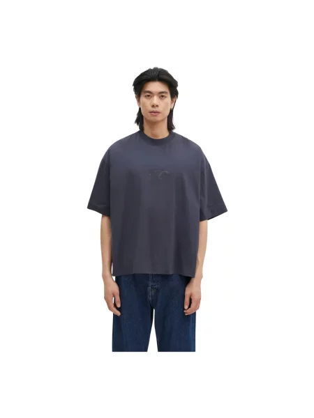 VETEMENTS t-shirt Oval Logo Cropped Boxy granatowy z nadrukiem niebieska