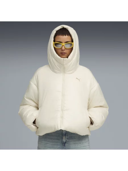 PUMA kurtka ocieplana Wardrobe Essentials błyszcząca z kapturem Odzież Alpine Snow XXS