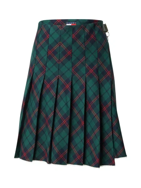 Fustă din denim Tommy Jeans în carouri albastru