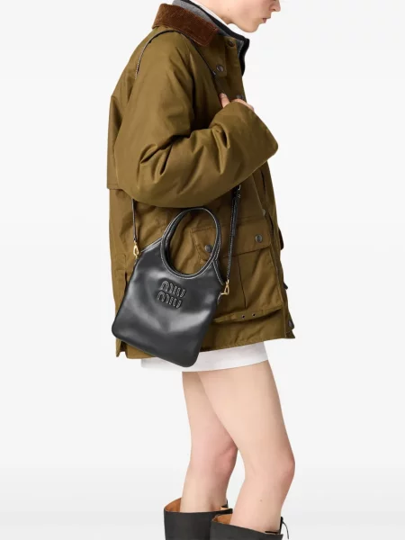 Geanta de piele Miu Miu din piele negru