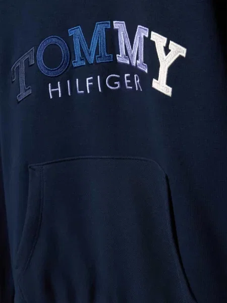 Bluza z kapturem o kroju boyfriend fit z mieszanki bawełny Tommy Hilfiger Teens granatowa