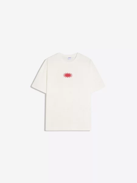 Bershka Tricou PARADISE CLUB roșu carmin alb