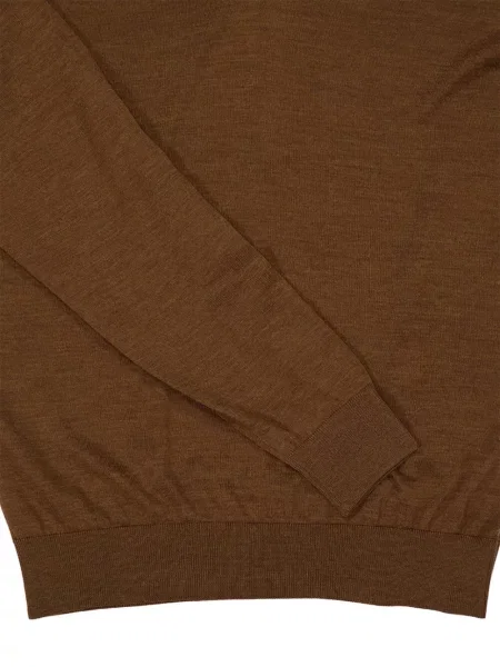 Кашмирен дълго пуловер Piacenza Cashmere с V-образно деколте кафяво