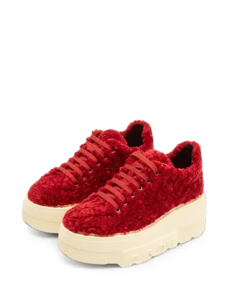 Sneakerși Casadei cu blană roșu