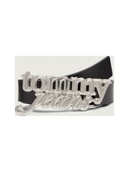Tommy Jeans de piele SCRIPT BOLD negru