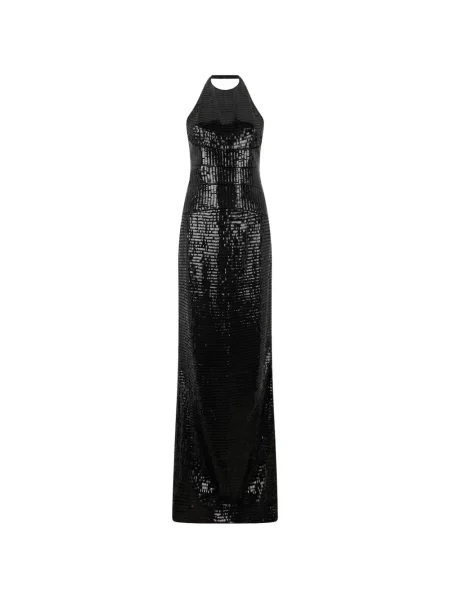Maxi rochie maxi Roberto Cavalli cu gât halter de costum negru