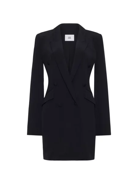 Rochie mini Adam Lippes de mătase cu două rânduri de nasturi negru