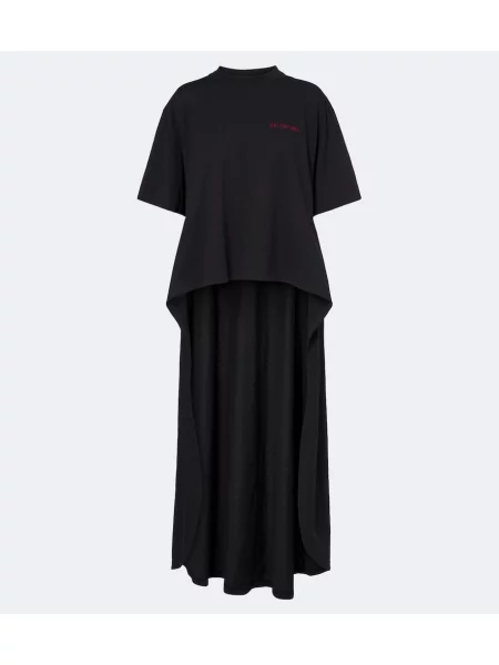 Tricou Balenciaga din jerseu asimetric negru