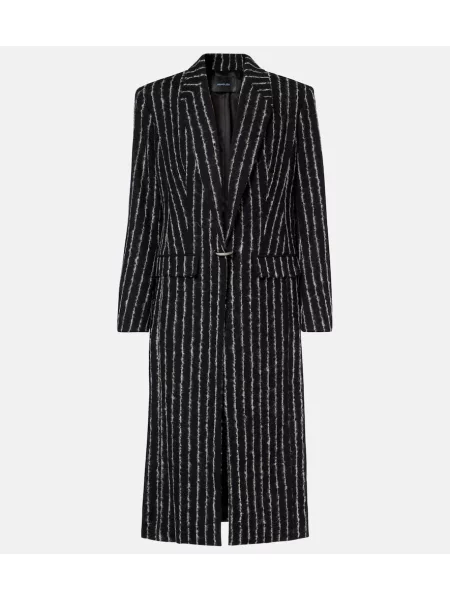 Palton Mugler de lână cu dungi negru