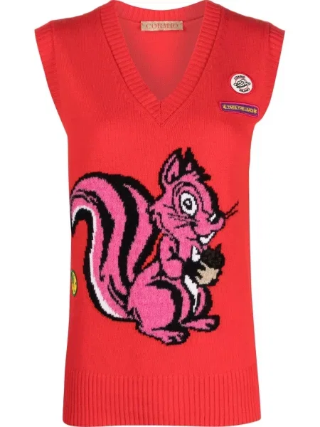 Sweter Cormio z nadrukiem czerwony