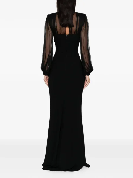 Rochie maxi Silk Love & Lace de mătase lungă de costum negru