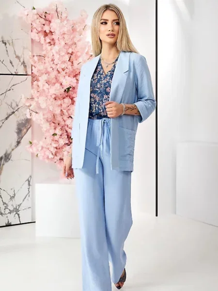 Лляний Блейзер LadyLike блакитний