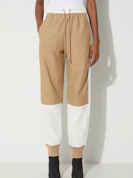 JW Anderson pantaloni de trening cu amestec de lână cu model bej