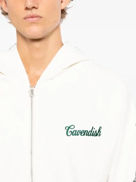 Hanorac cu glugă Cavendish cu broderie alb