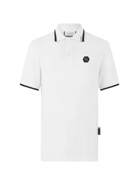 Tricou polo Philipp Plein cu autograf alb