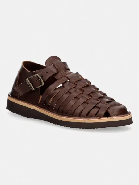 Fracap Black full-grain leather sandale pentru bărbați din piele negru
