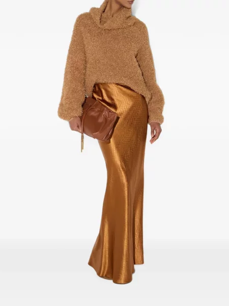 Pulover Elisabetta Franchi din fleece maro