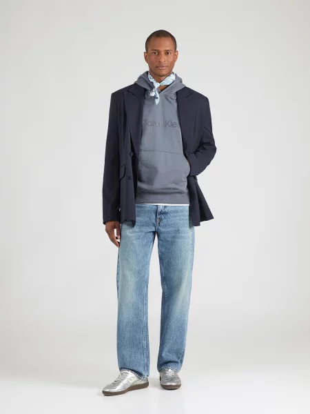 Geacă Calvin Klein Jeans din material terry albastru