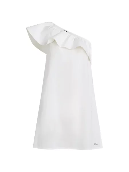 Rochie Karl Lagerfeld cu volane cu un umăr gol alb