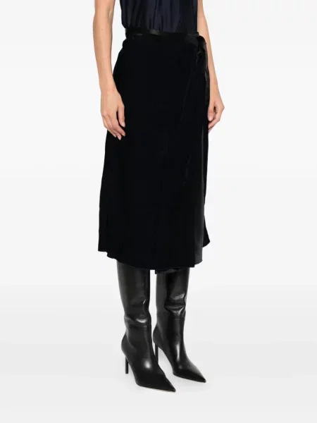 Fustă midi Forte_forte până la genunchi albastru